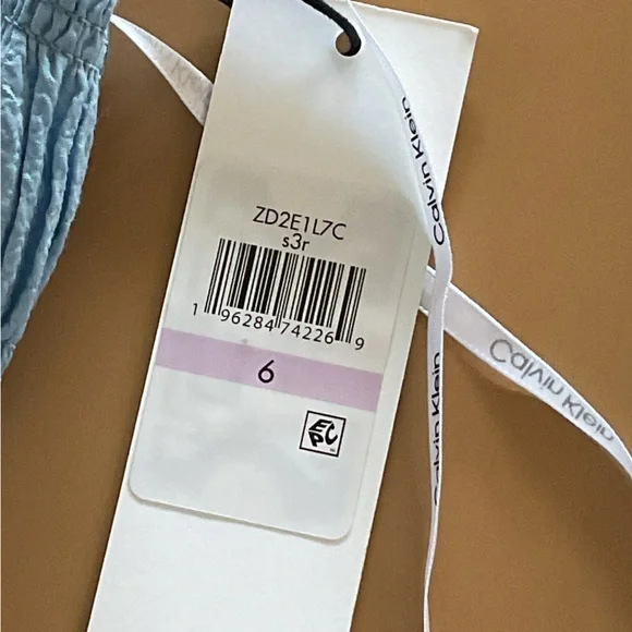 NEW Calvin Klein Blue Smocked & Tiered Sleeveless Dress. - Picture 12 of 14